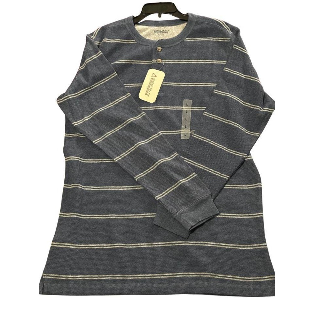 Rugged Trails Men Blue Stripped Sweat Shirt Size L NWT